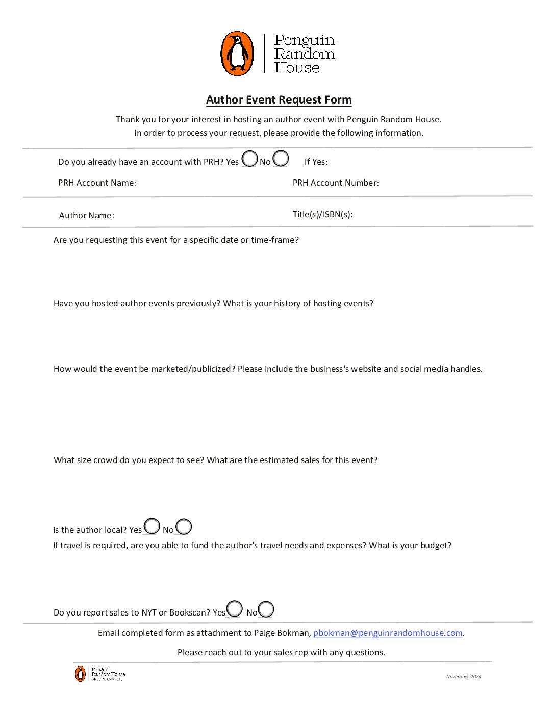 Author Event Request Form cover